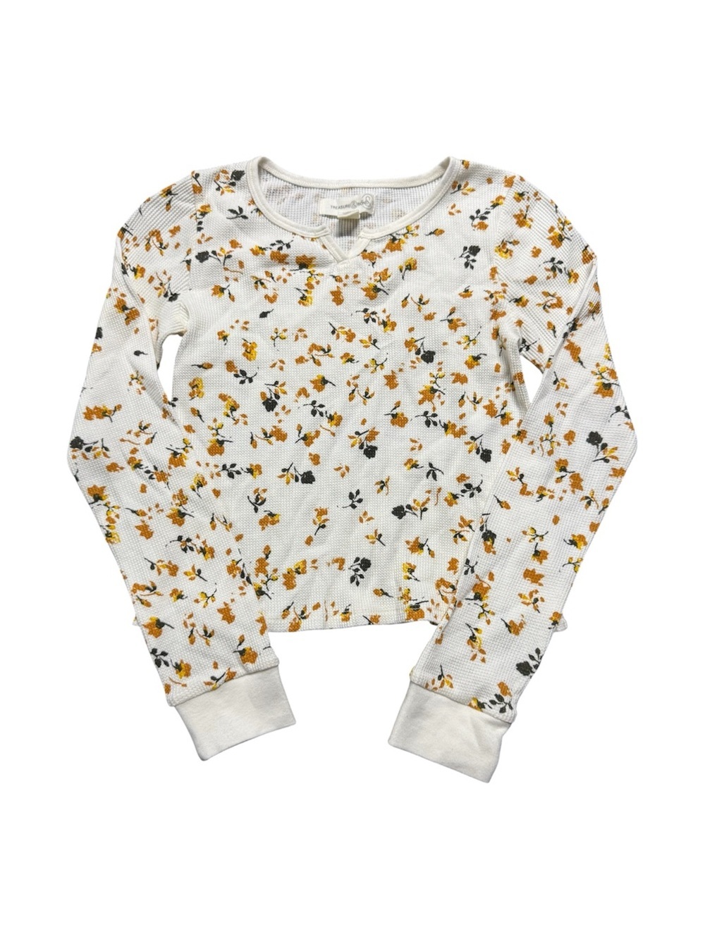 Treasure & Bond Girls Floral Waffle Knit Top Size M 8/10